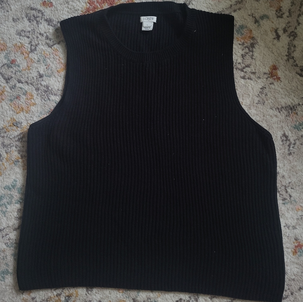 LAST CHANCE J. Crew Black Sleeveless Knit Crewneck Sweater